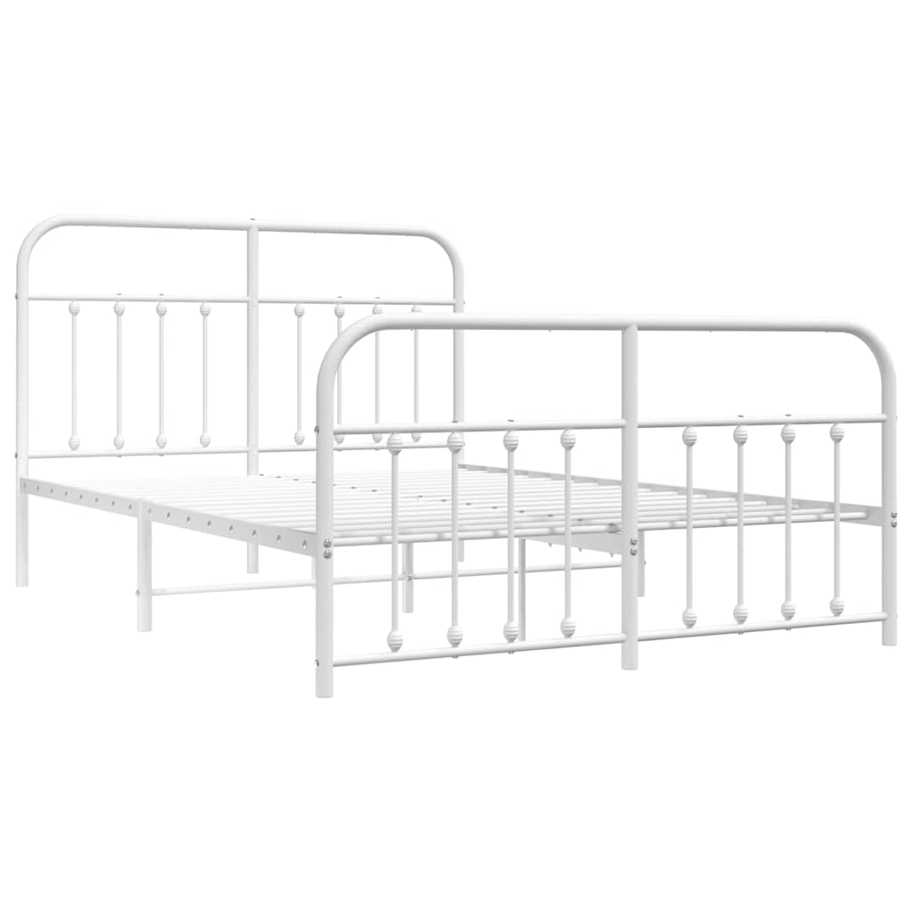 Metalni okvir kreveta uzglavlje i podnožje bijeli 135 x 190 cm
