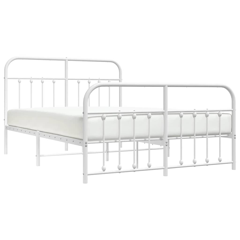 Metalni okvir kreveta uzglavlje i podnožje bijeli 135 x 190 cm