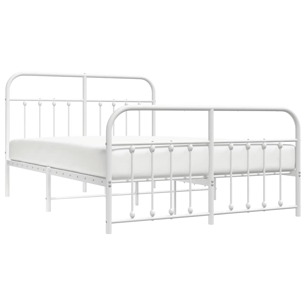Metalni okvir kreveta uzglavlje i podnožje bijeli 140 x 190 cm