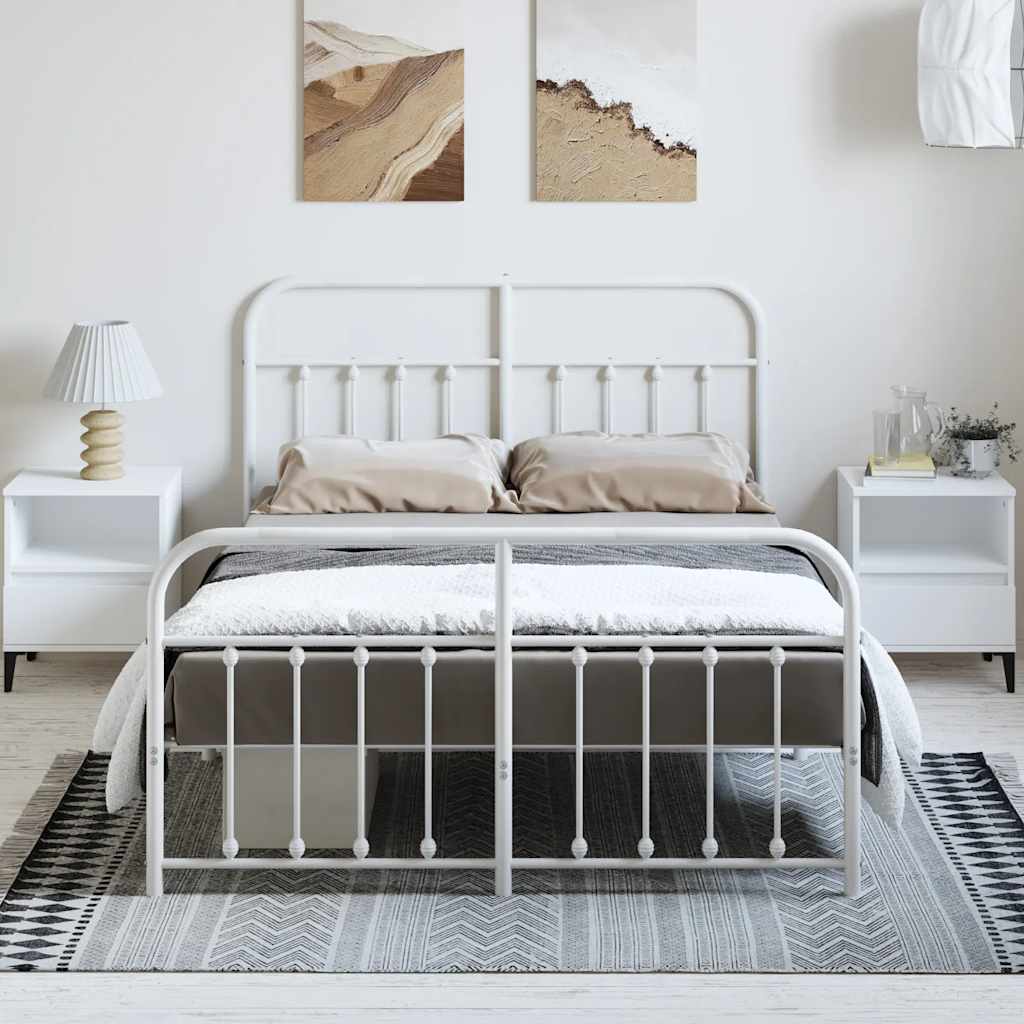 Metalni okvir kreveta uzglavlje i podnožje bijeli 150 x 200 cm