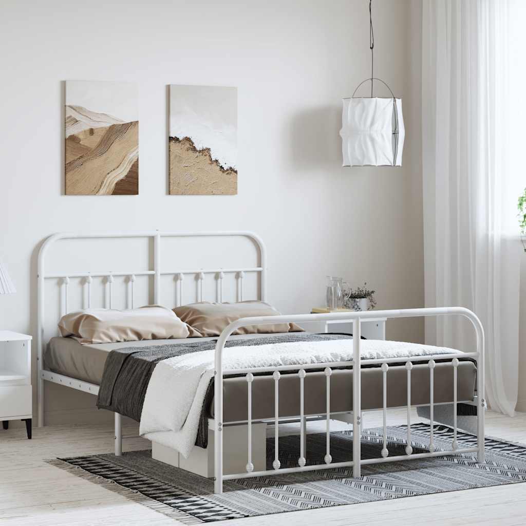 Metalni okvir kreveta uzglavlje i podnožje bijeli 150 x 200 cm