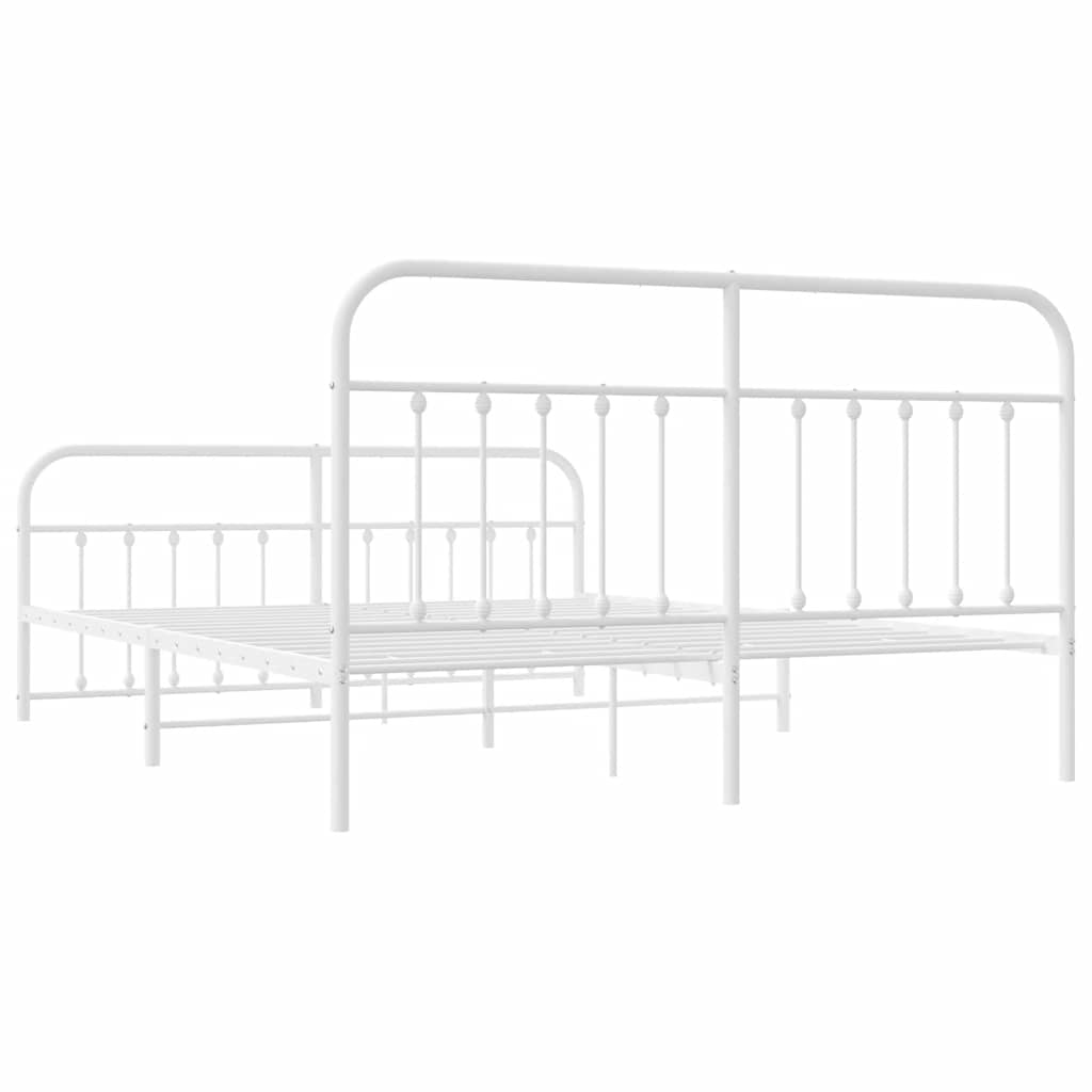 Metalni okvir kreveta uzglavlje i podnožje bijeli 183x213 cm