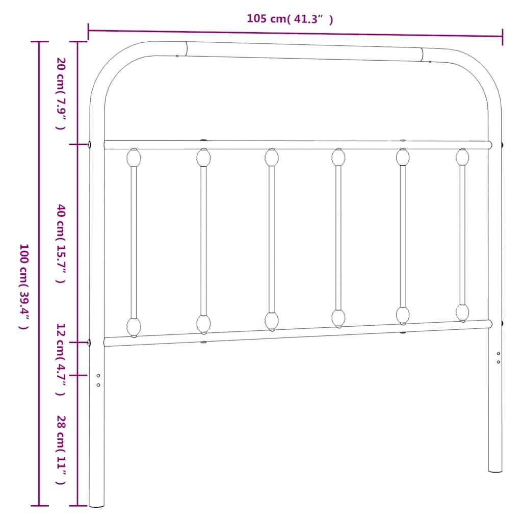 Metalno zamjensko uzglavlje bijelo 100 cm