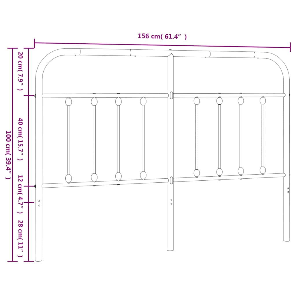 Metalno zamjensko uzglavlje bijelo 150 cm