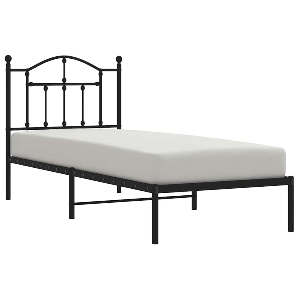 Metalni okvir za krevet s uzglavljem crni 80x200 cm