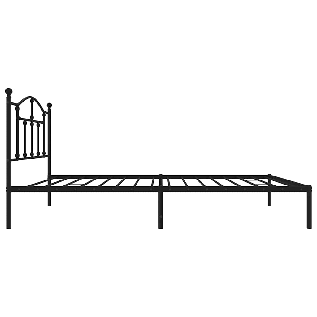 Metalni okvir za krevet s uzglavljem crni 90x190 cm