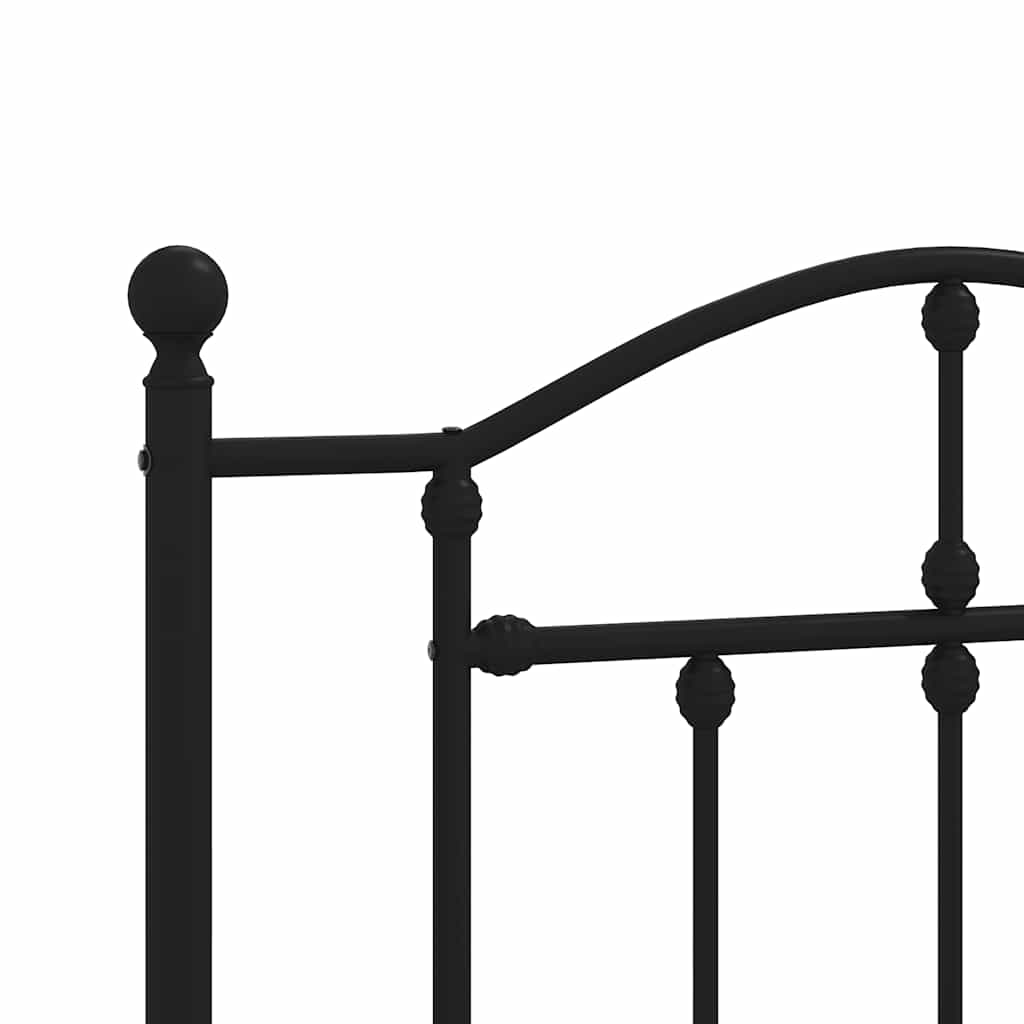 Metalni okvir za krevet s uzglavljem crni 90x190 cm