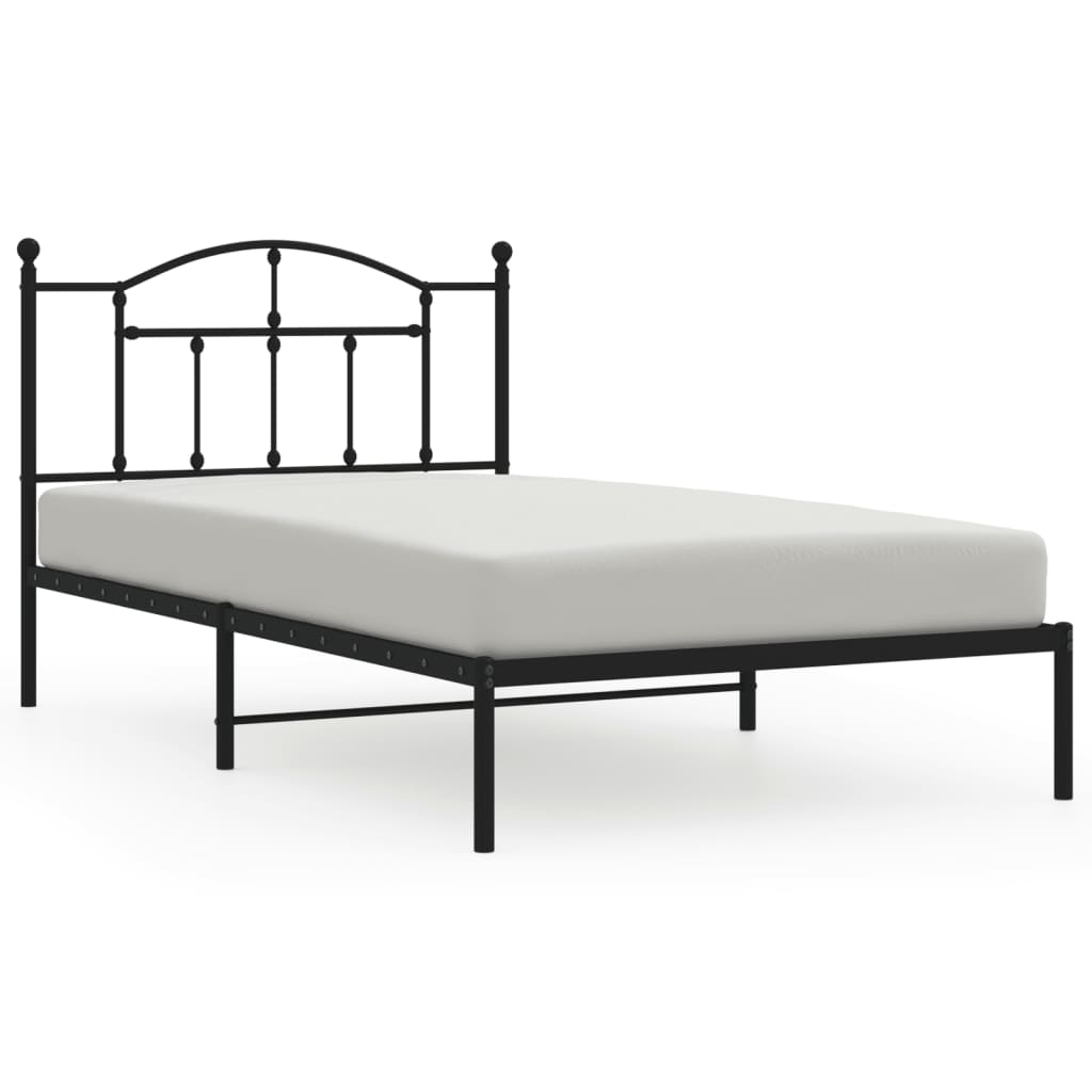 Metalni okvir za krevet s uzglavljem crni 107x203 cm