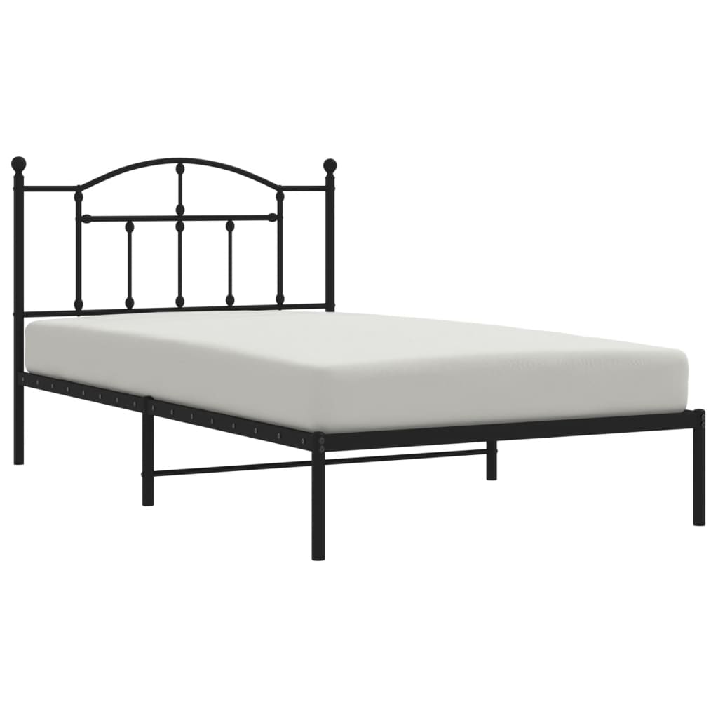 Metalni okvir za krevet s uzglavljem crni 107x203 cm