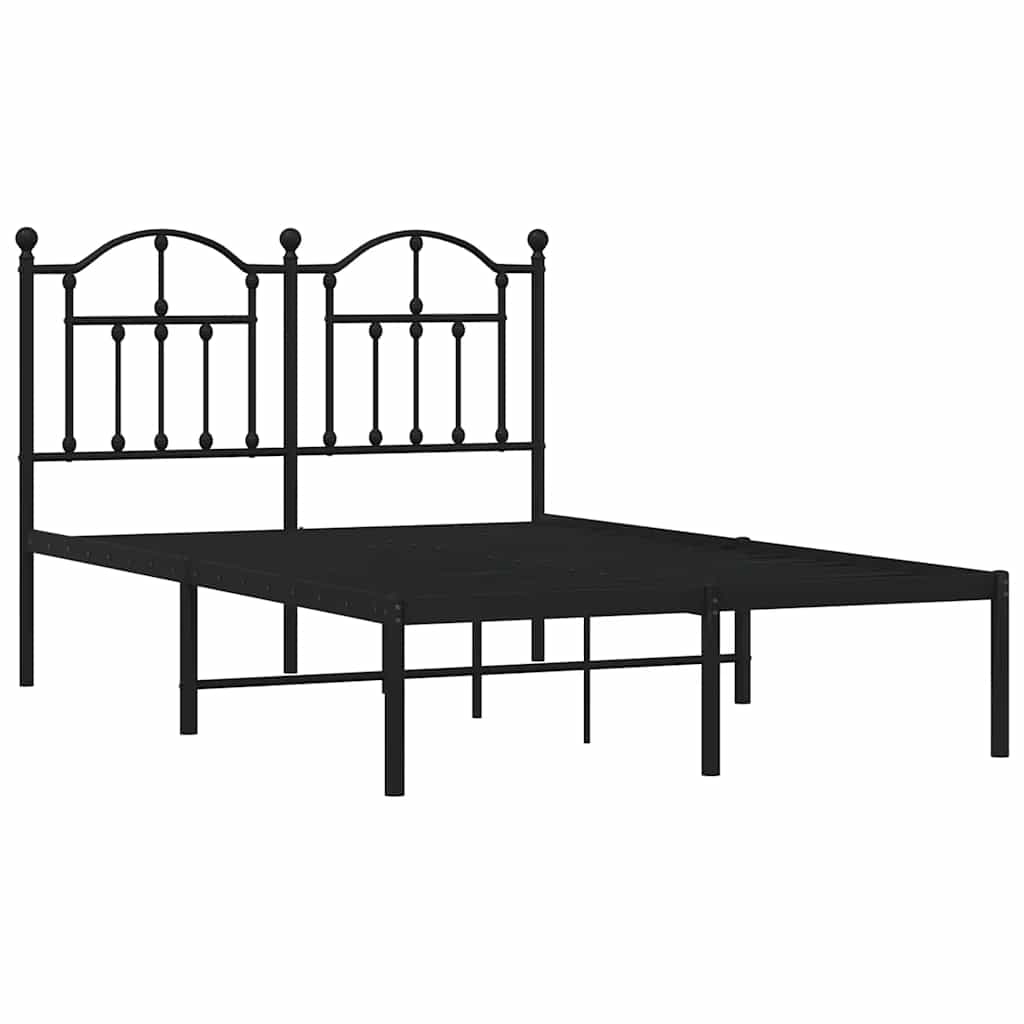 Metalni okvir za krevet s uzglavljem crni 120x190 cm