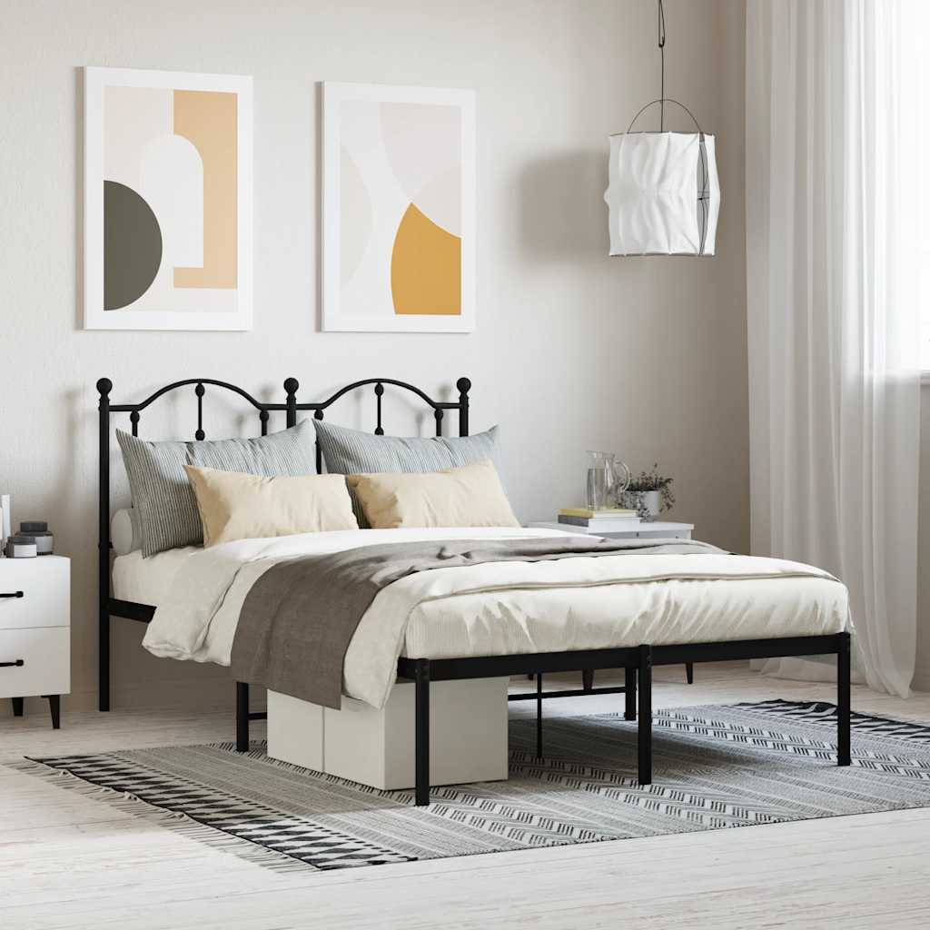 Metalni okvir za krevet s uzglavljem crni 120x190 cm