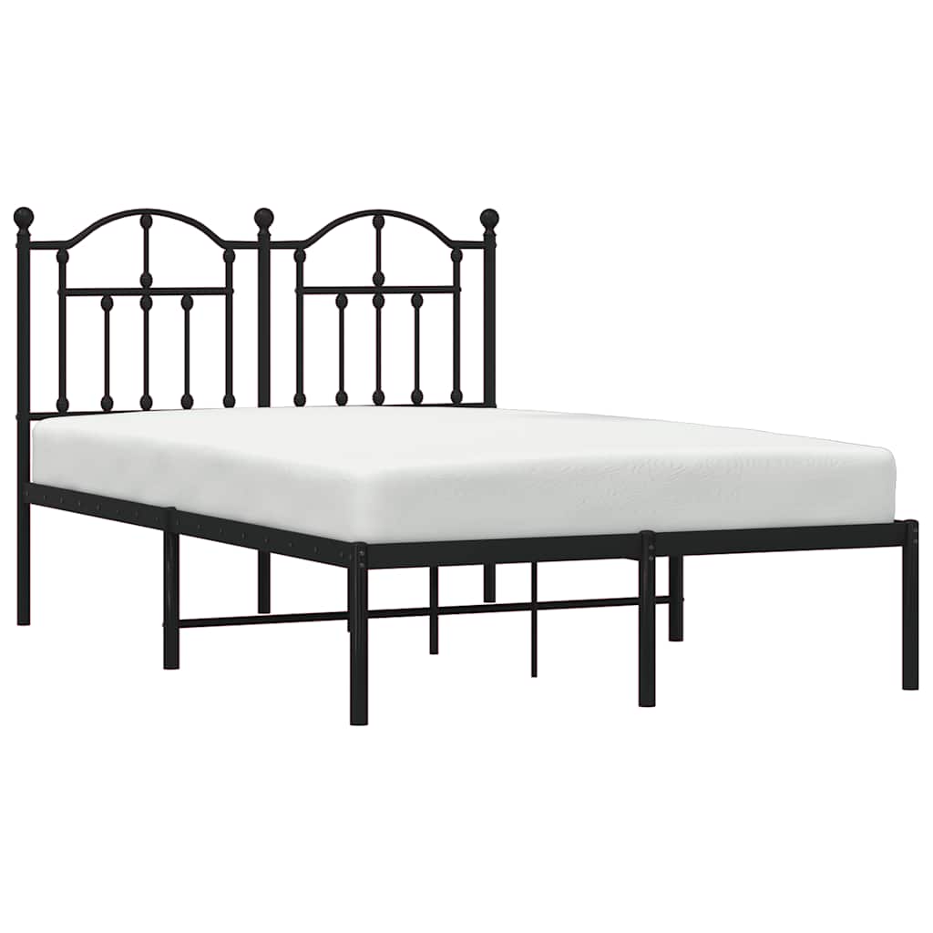 Metalni okvir za krevet s uzglavljem crni 120x200 cm