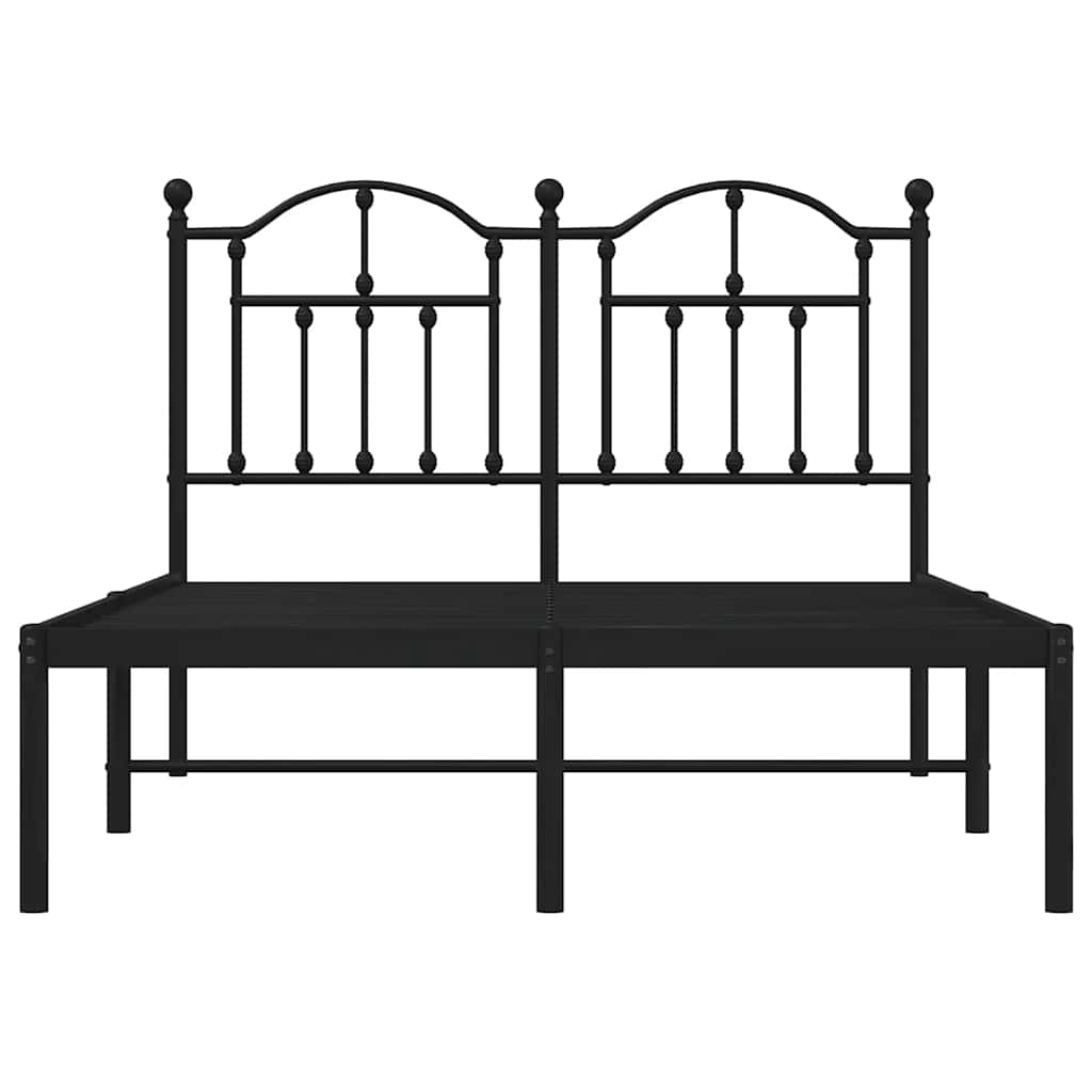 Metalni okvir za krevet s uzglavljem crni 120x200 cm