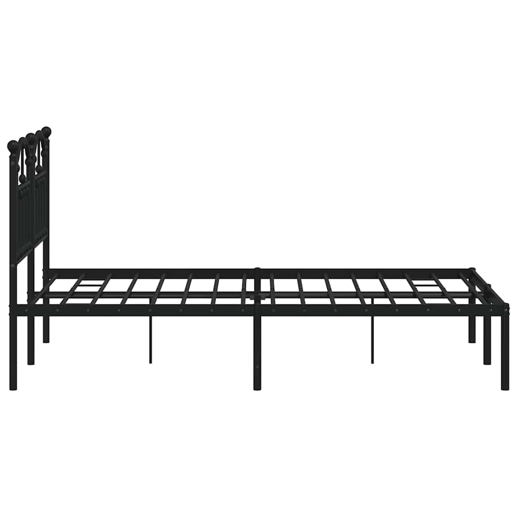 Metalni okvir za krevet s uzglavljem crni 120x200 cm