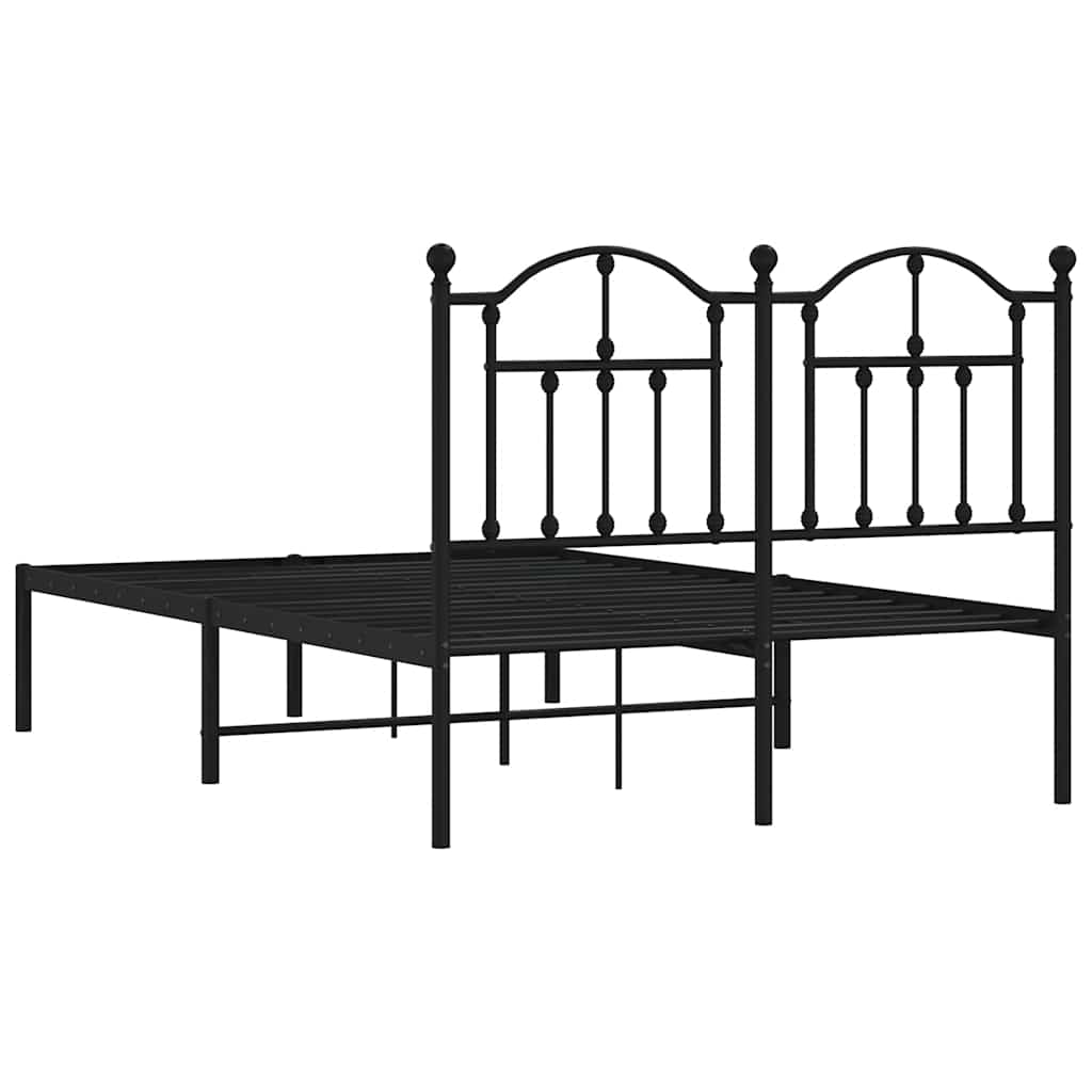 Metalni okvir za krevet s uzglavljem crni 120x200 cm