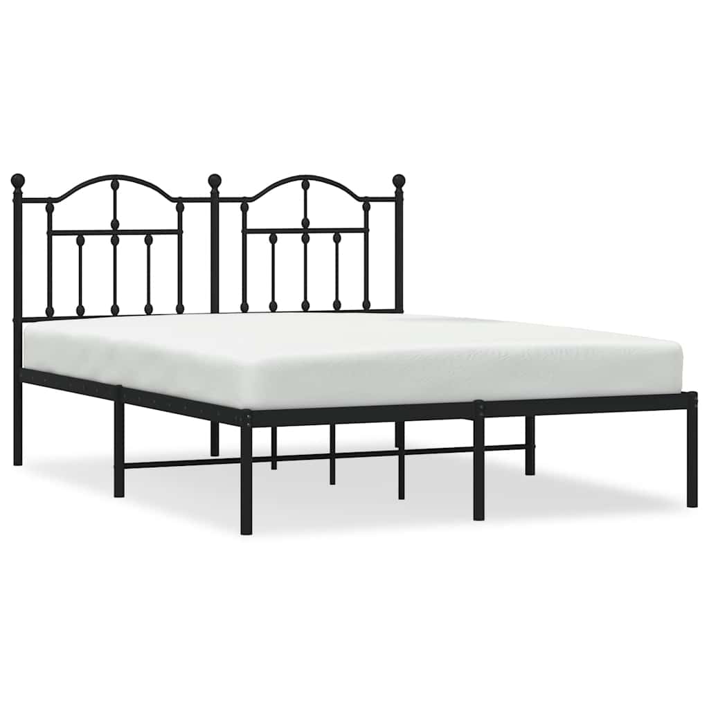 Metalni okvir za krevet s uzglavljem crni 135x190 cm