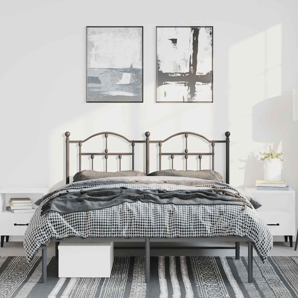 Metalni okvir za krevet s uzglavljem crni 135x190 cm