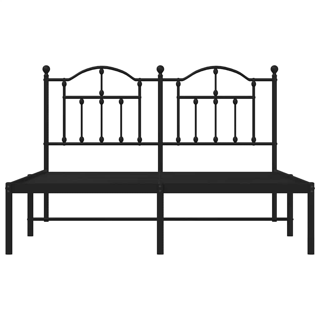 Metalni okvir za krevet s uzglavljem crni 135x190 cm
