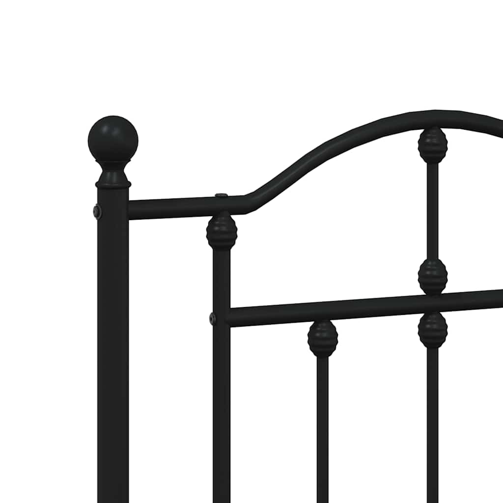 Metalni okvir za krevet s uzglavljem crni 135x190 cm