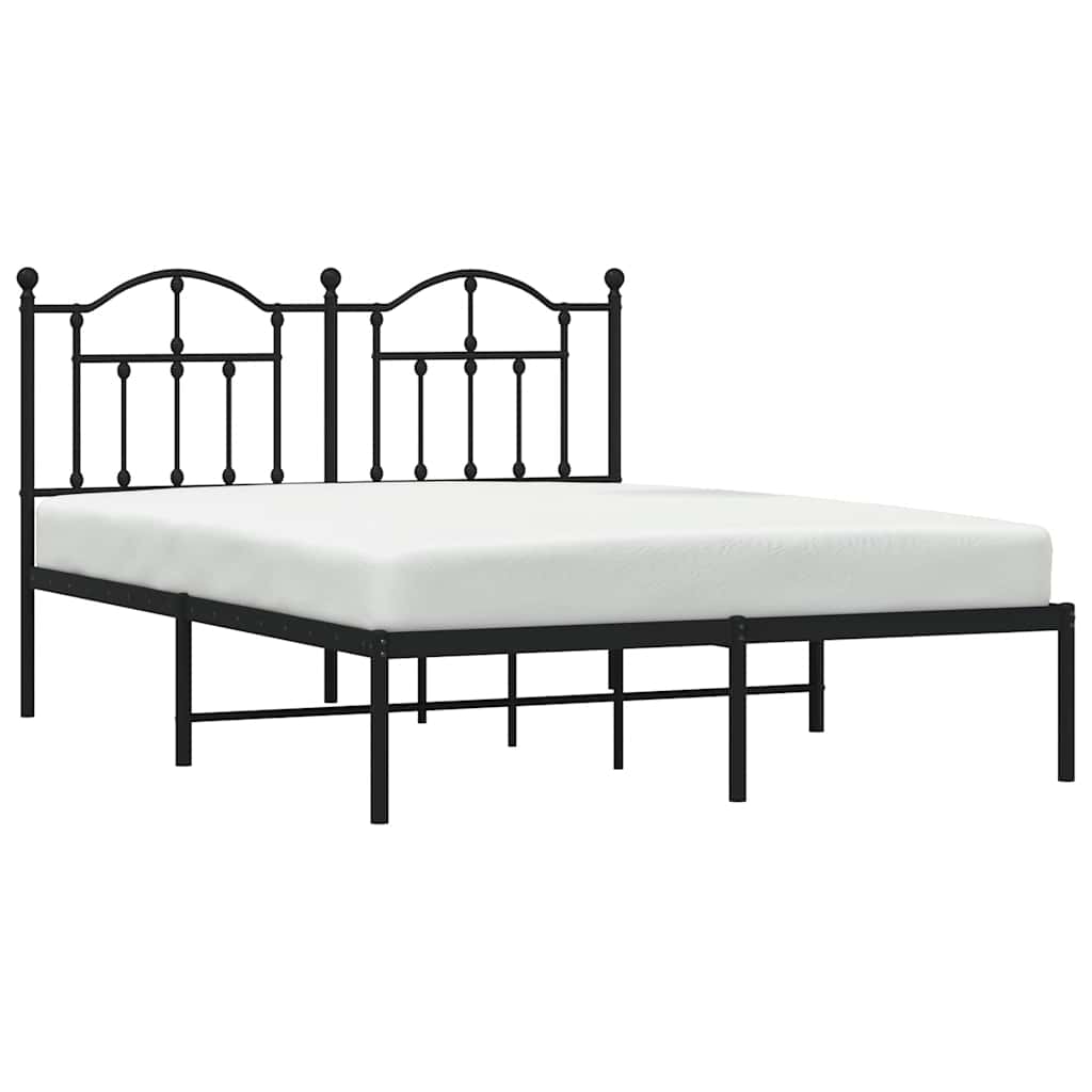 Metalni okvir za krevet s uzglavljem crni 140x190 cm