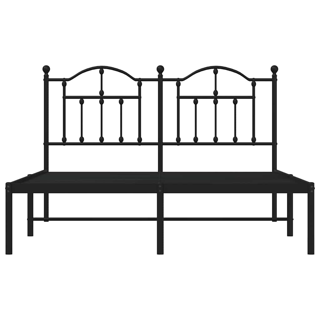 Metalni okvir za krevet s uzglavljem crni 140x190 cm