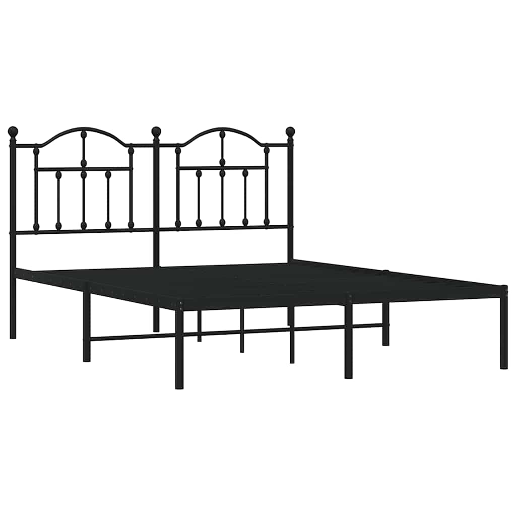 Metalni okvir za krevet s uzglavljem crni 140x200 cm