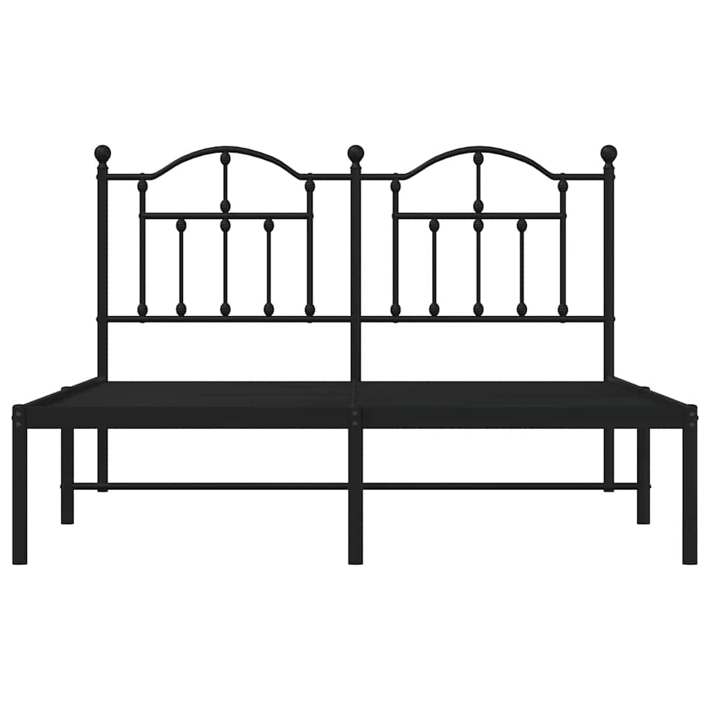 Metalni okvir za krevet s uzglavljem crni 140x200 cm