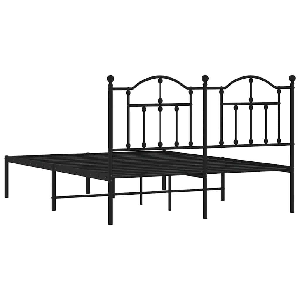 Metalni okvir za krevet s uzglavljem crni 140x200 cm