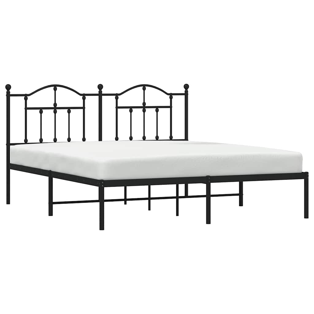 Metalni okvir za krevet s uzglavljem crni 160x200 cm