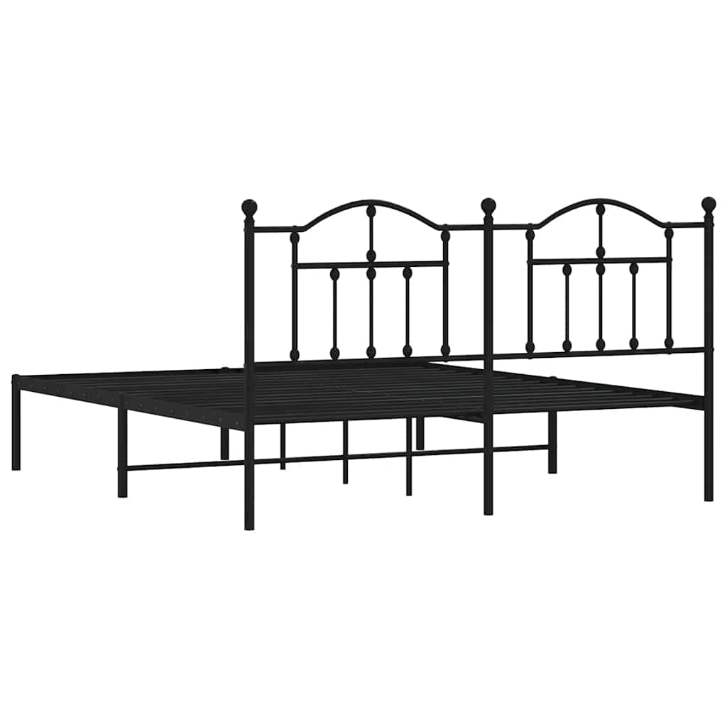 Metalni okvir za krevet s uzglavljem crni 180x200 cm