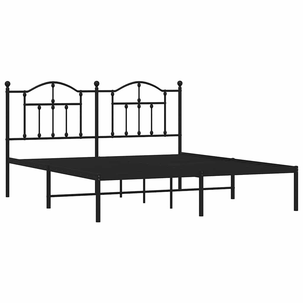 Metalni okvir za krevet s uzglavljem crni 183x213 cm