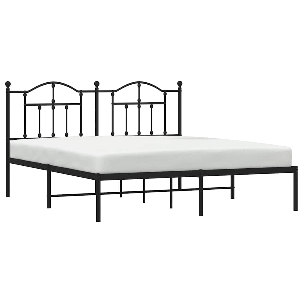 Metalni okvir za krevet s uzglavljem crni 183x213 cm