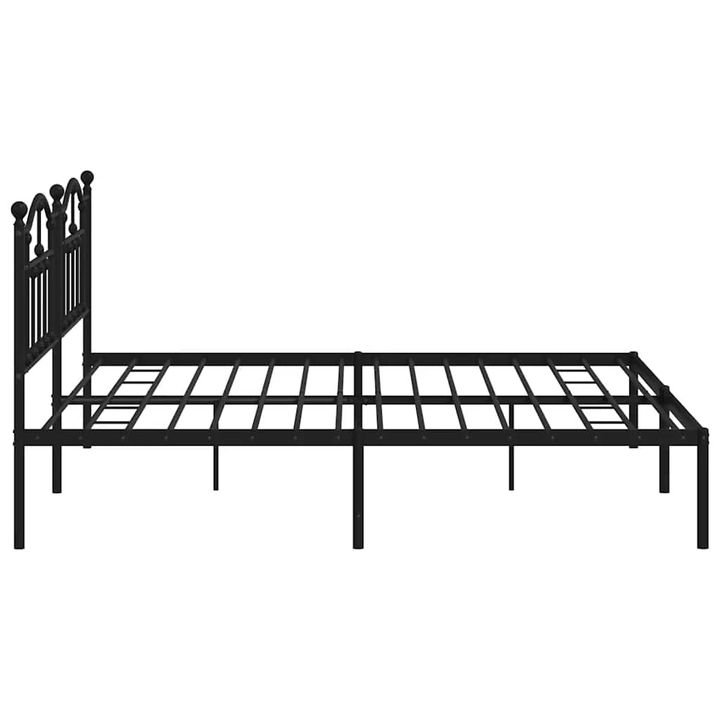 Metalni okvir za krevet s uzglavljem crni 193x203 cm