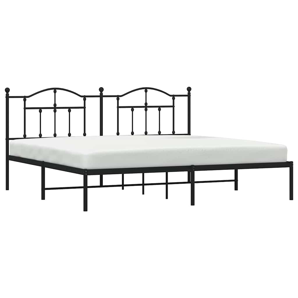 Metalni okvir za krevet s uzglavljem crni 200x200 cm