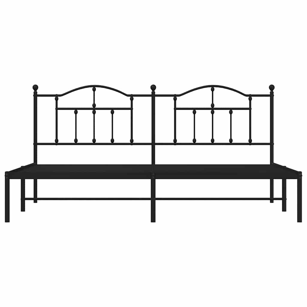 Metalni okvir za krevet s uzglavljem crni 200x200 cm