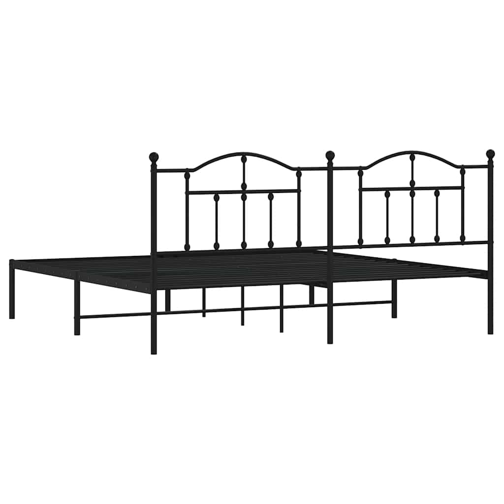 Metalni okvir za krevet s uzglavljem crni 200x200 cm