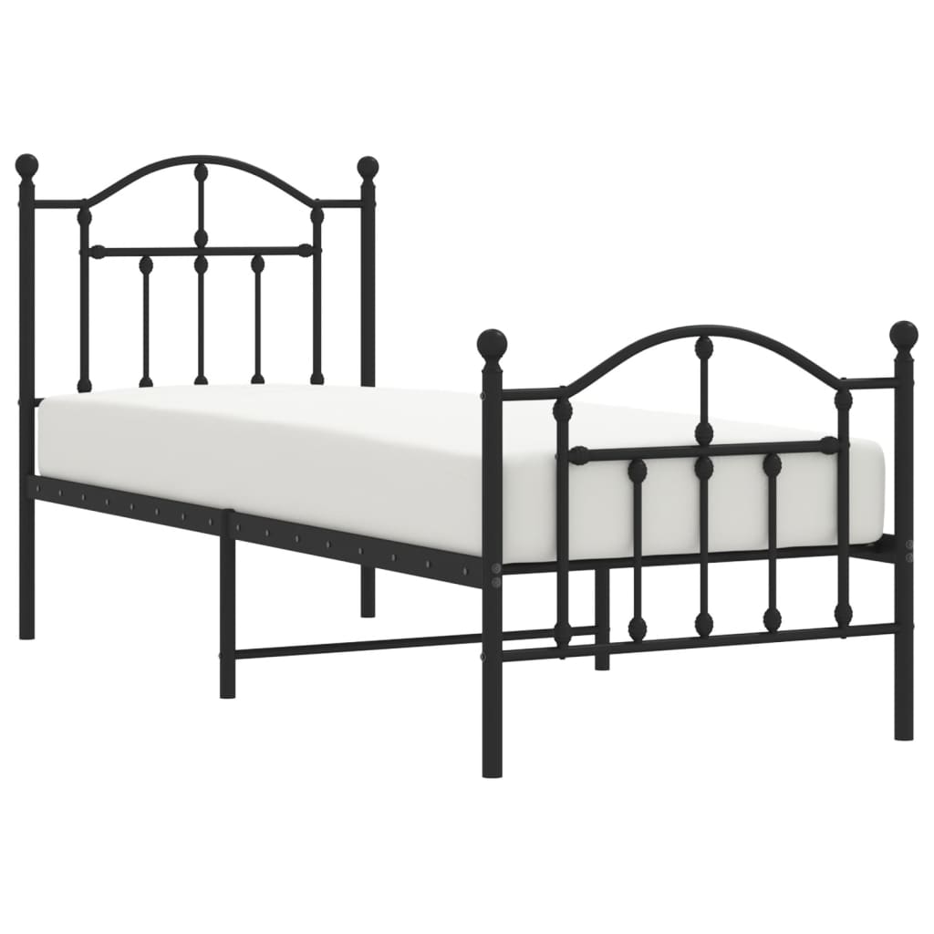 Metalni okvir kreveta uzglavlje i podnožje crni 75x190 cm