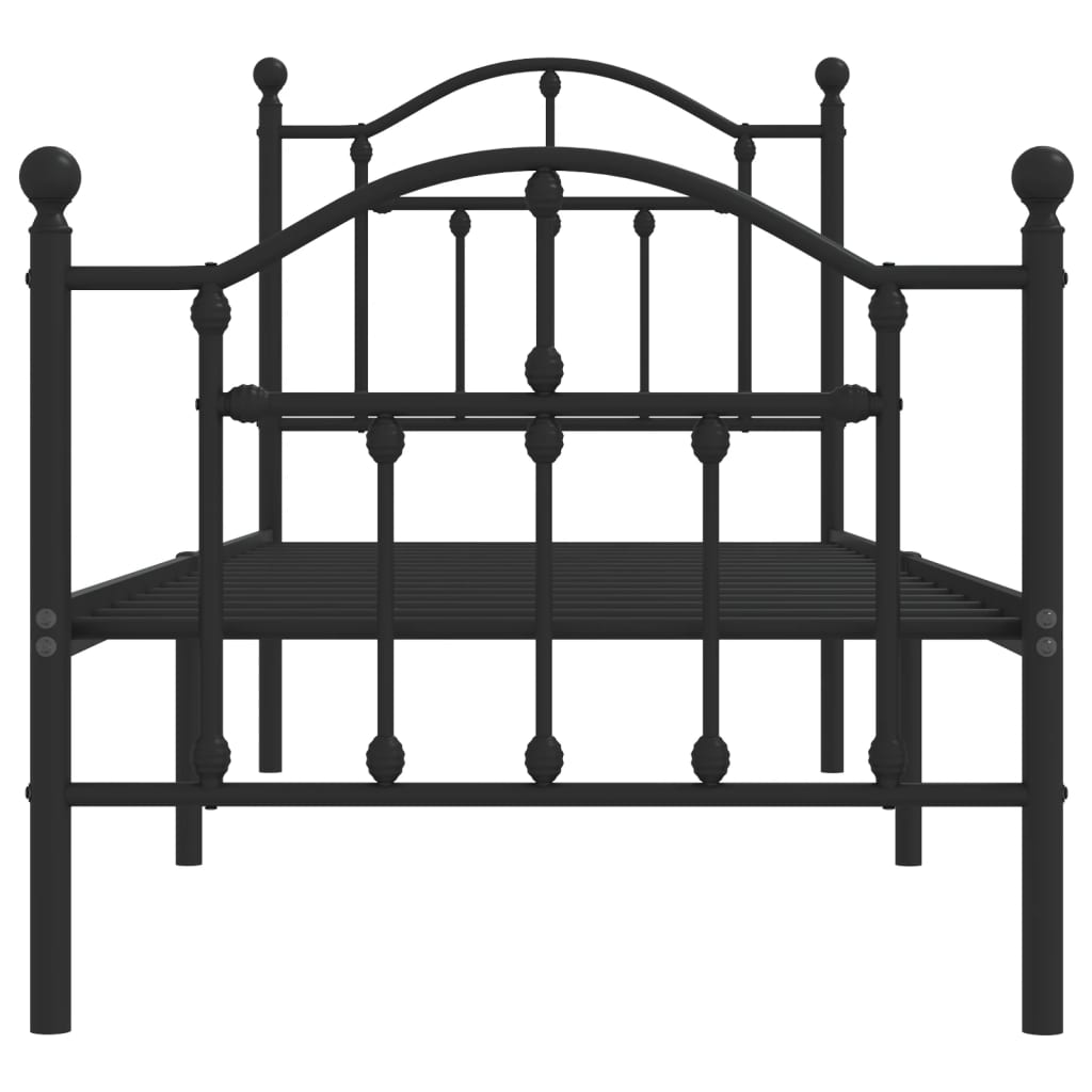 Metalni okvir kreveta uzglavlje i podnožje crni 75x190 cm
