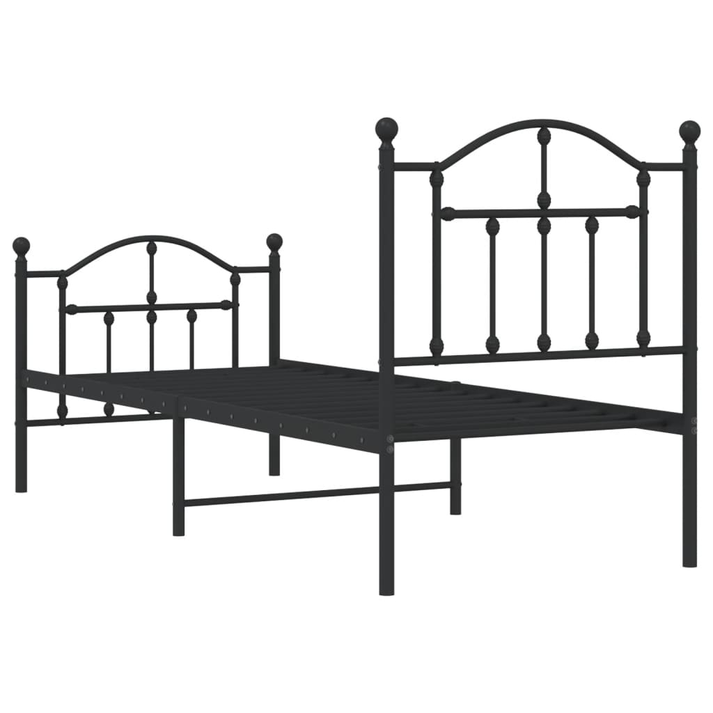 Metalni okvir kreveta uzglavlje i podnožje crni 75x190 cm