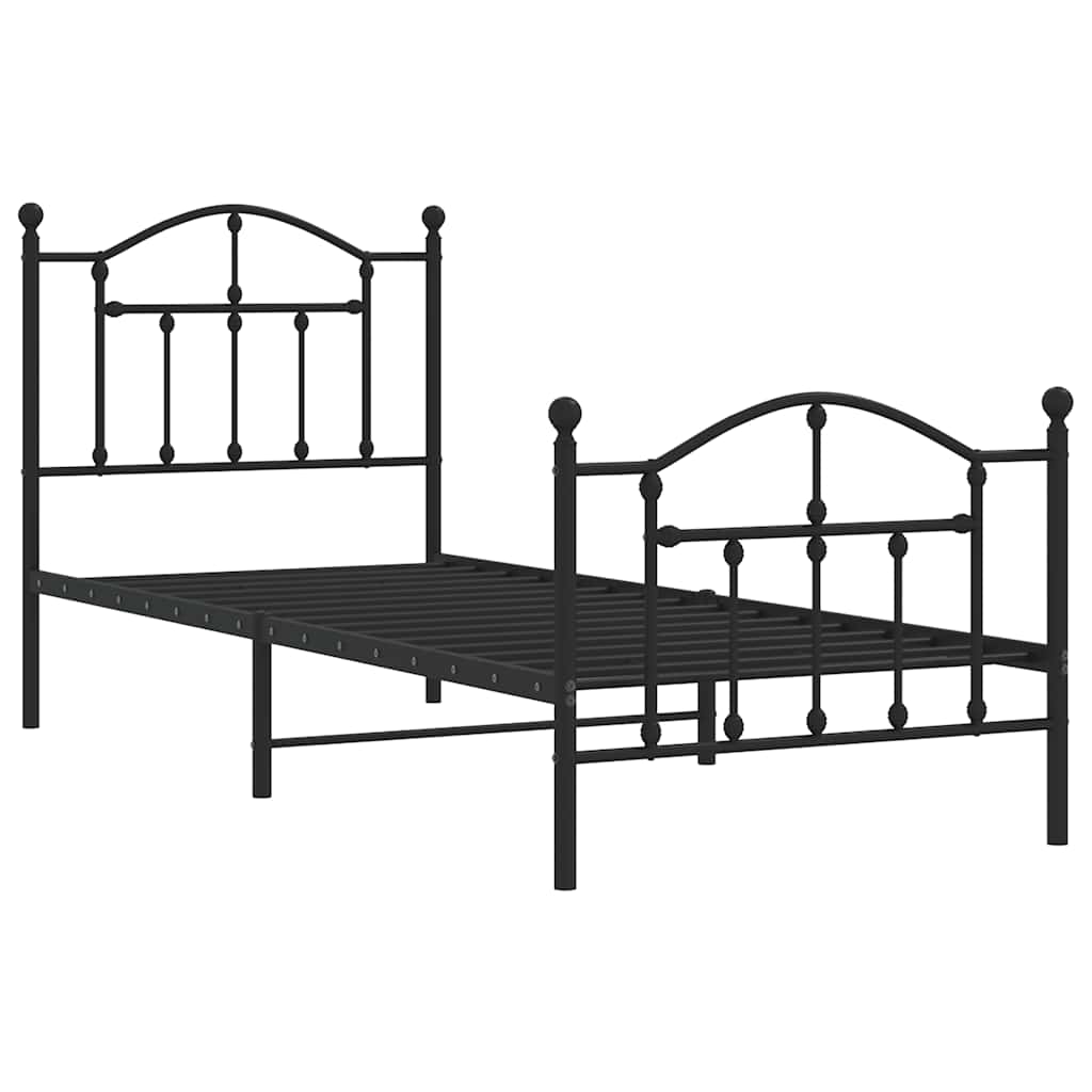 Metalni okvir kreveta uzglavlje i podnožje crni 90x190 cm