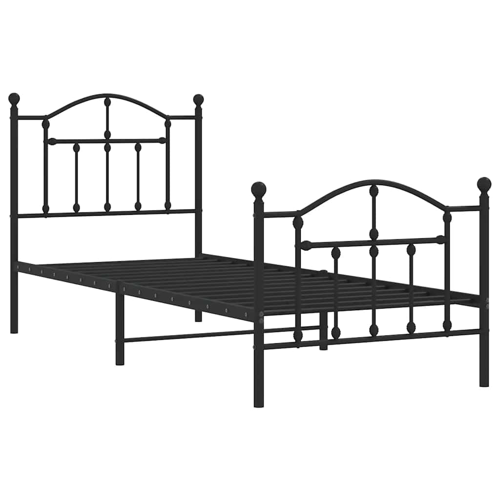 Metalni okvir kreveta uzglavlje i podnožje crni 90 x 200 cm