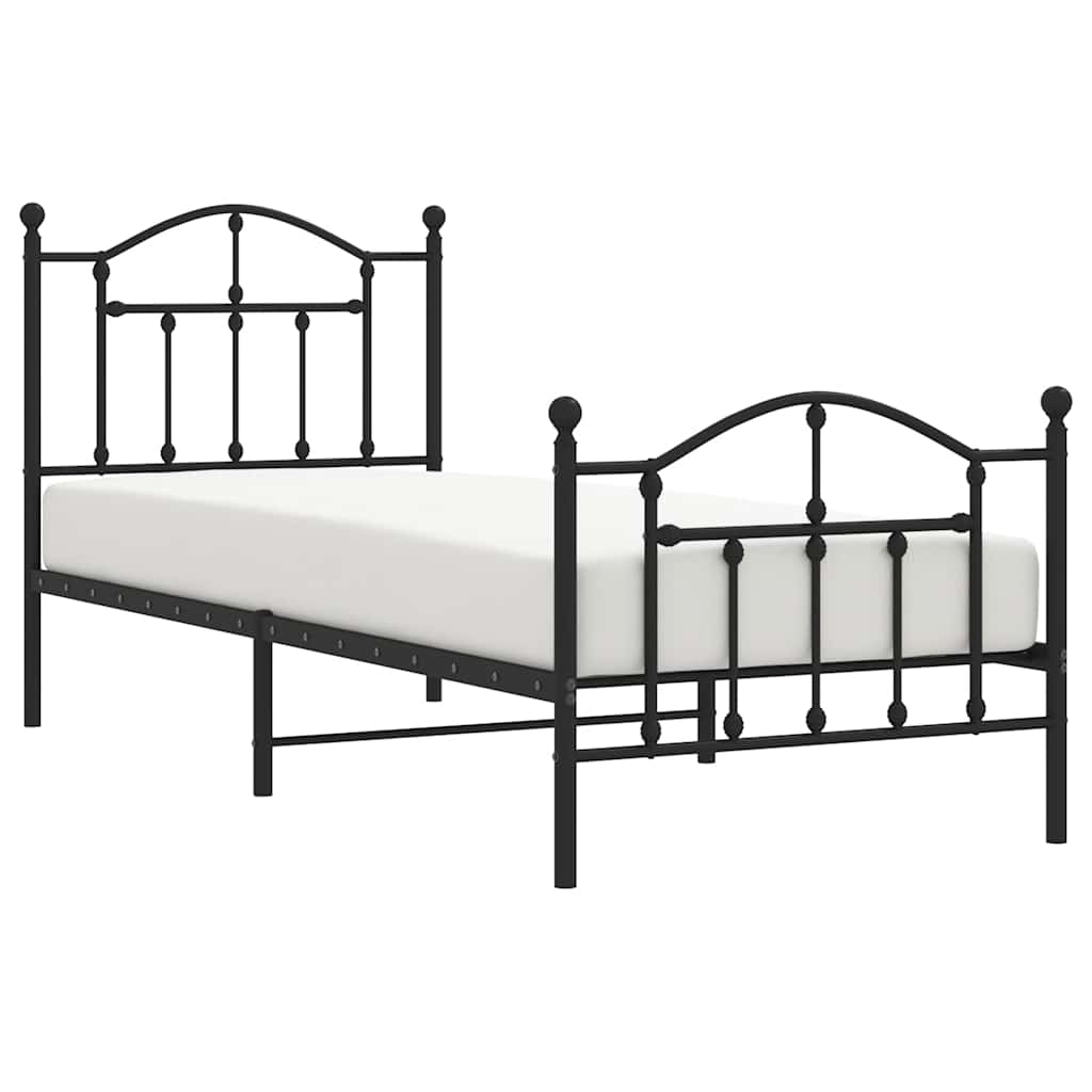 Metalni okvir kreveta uzglavlje i podnožje crni 90 x 200 cm