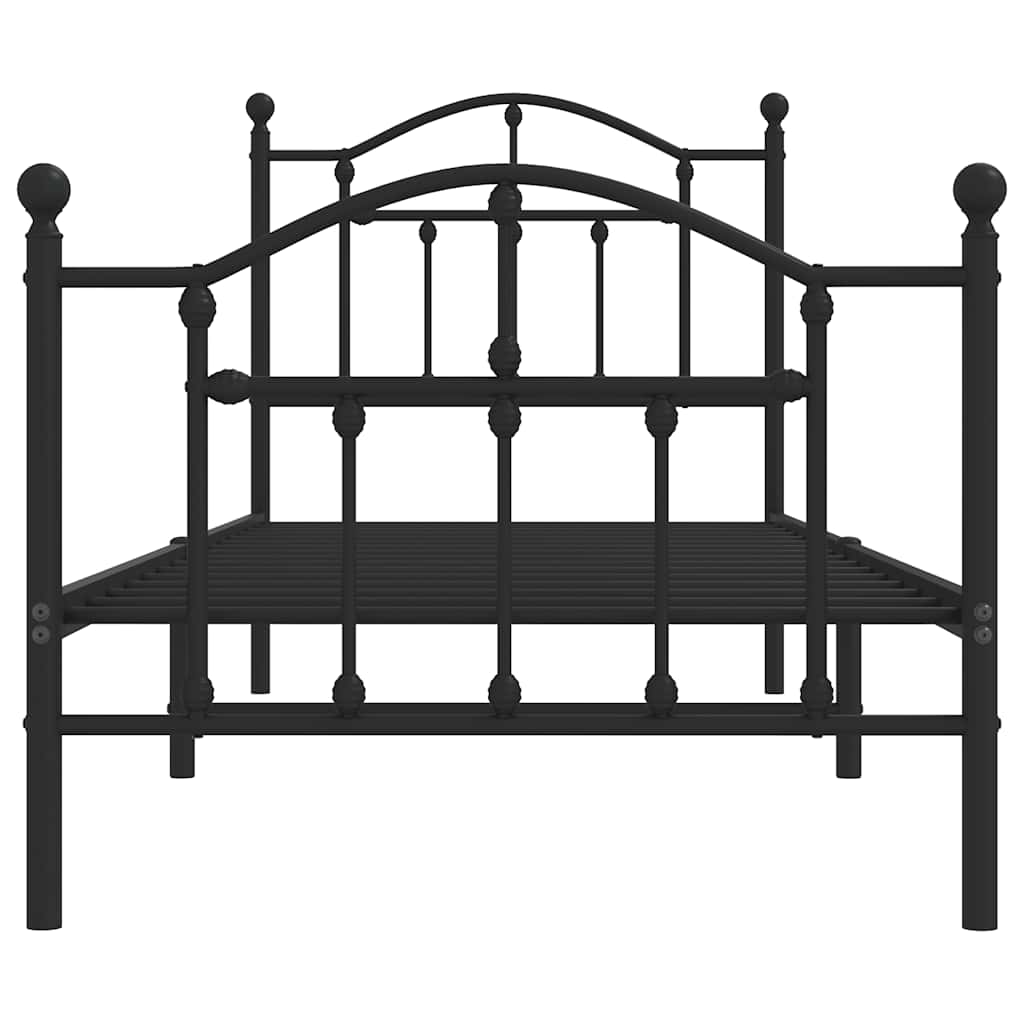 Metalni okvir kreveta uzglavlje i podnožje crni 90 x 200 cm