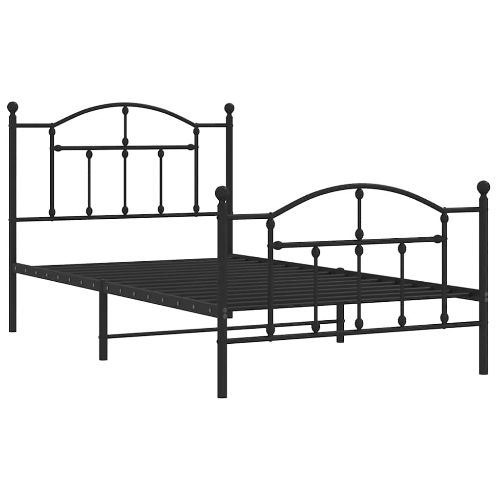 Metalni okvir kreveta uzglavlje i podnožje crni 100x190 cm