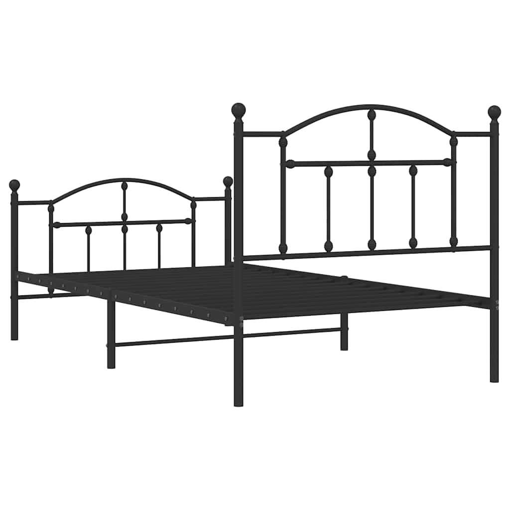 Metalni okvir kreveta uzglavlje i podnožje crni 100x190 cm