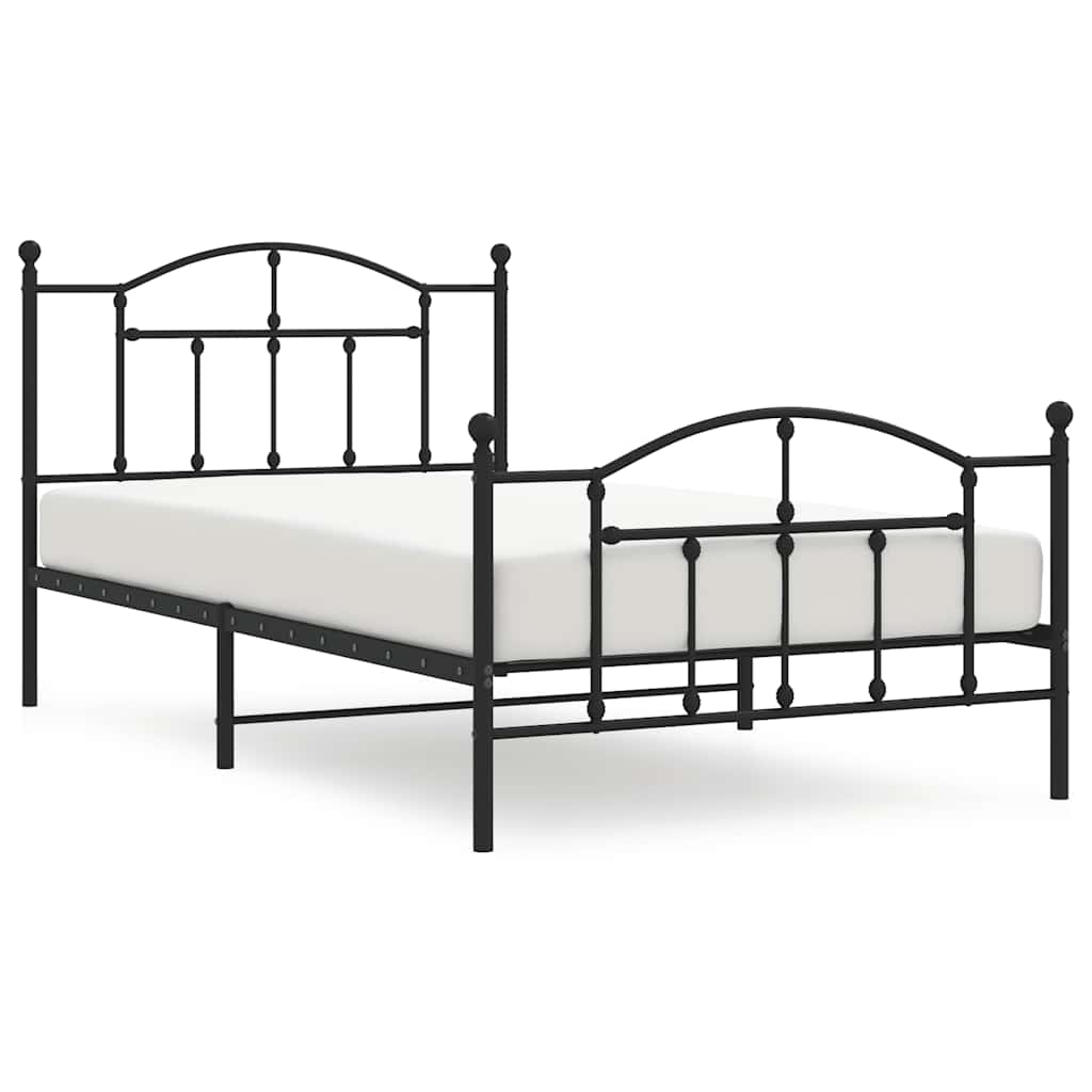 Metalni okvir kreveta uzglavlje i podnožje crni 100x200 cm