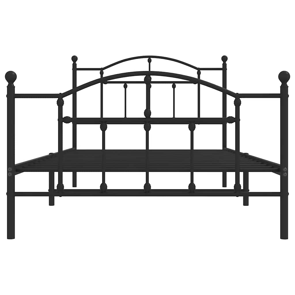 Metalni okvir kreveta uzglavlje i podnožje crni 100x200 cm