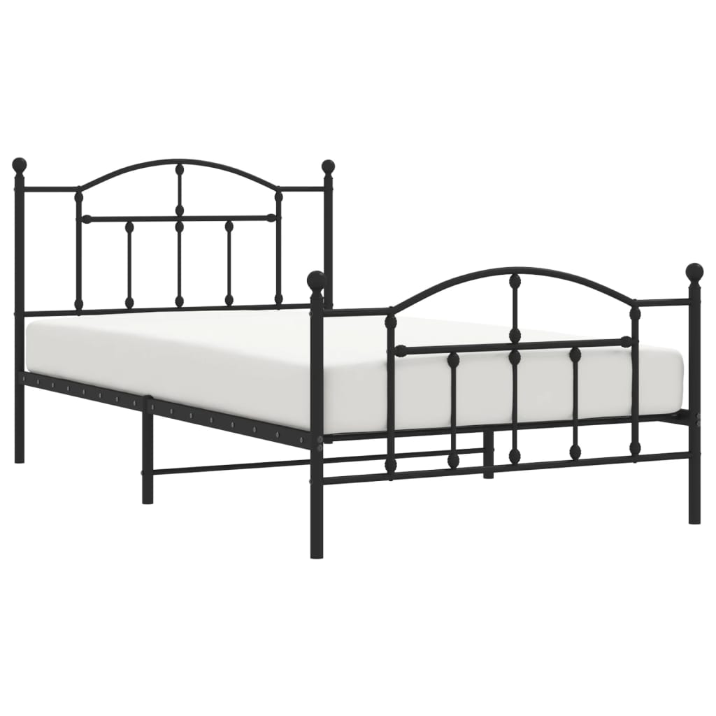 Metalni okvir kreveta uzglavlje i podnožje crni 107x203 cm