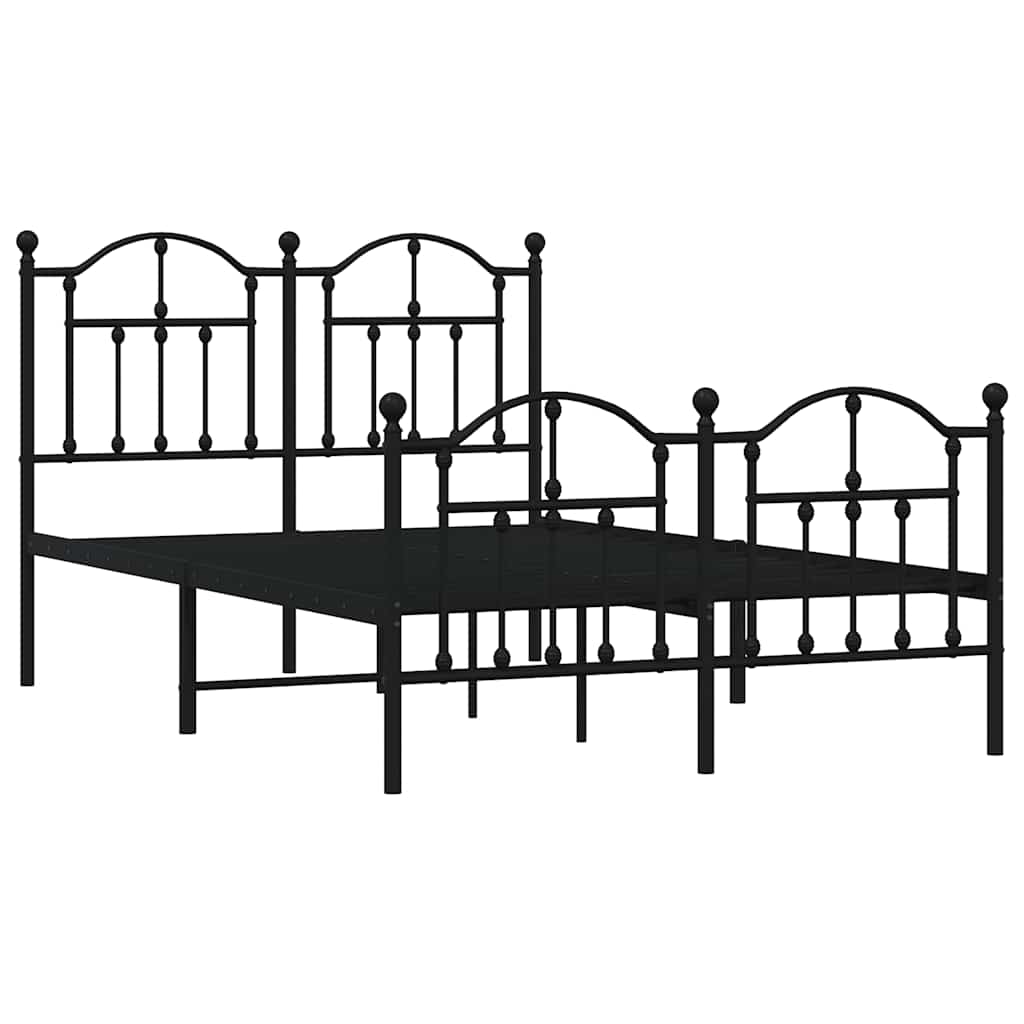 Metalni okvir kreveta uzglavlje i podnožje crni 120x200 cm