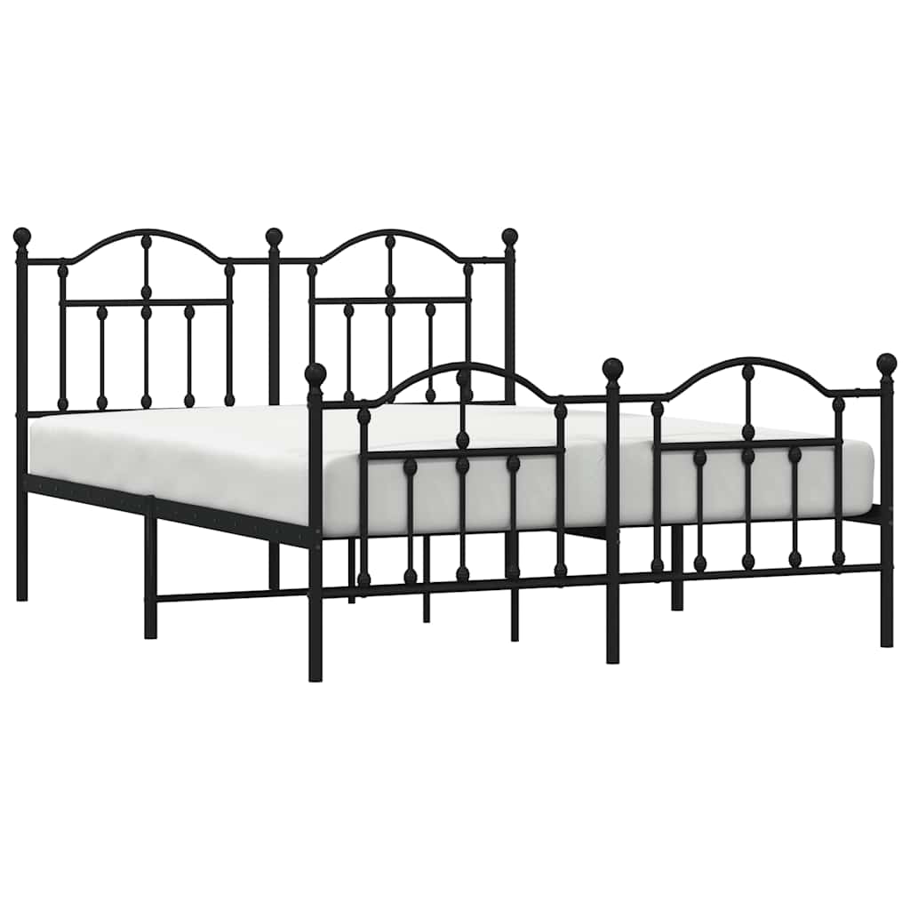 Metalni okvir kreveta uzglavlje i podnožje crni 135x190 cm